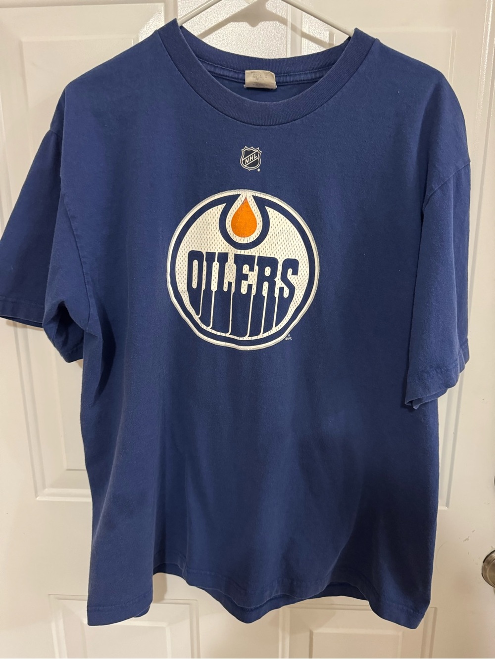 Vintage Oiler Reebok Navy Blue NHL Logo Crewneck